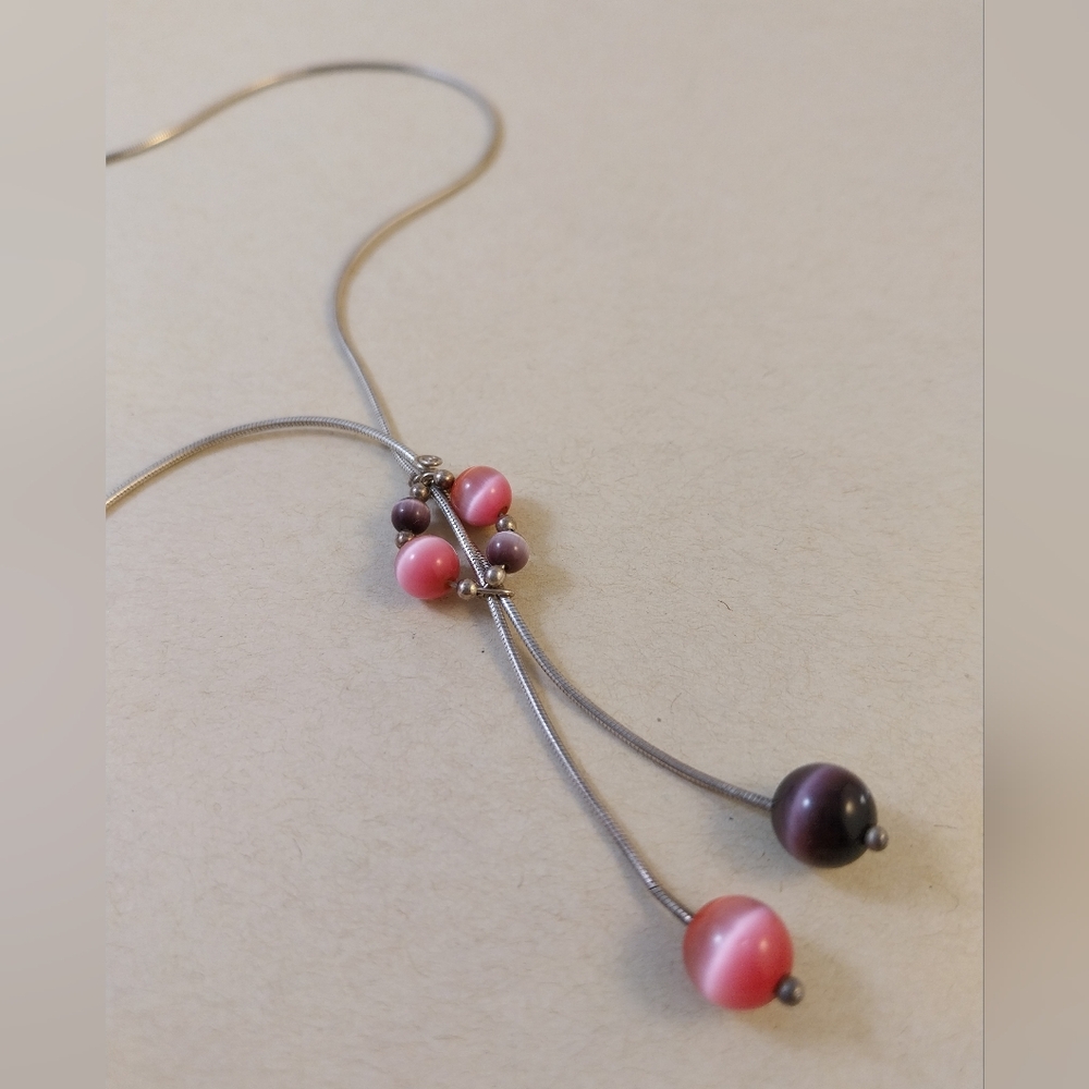 Sterling Silver and Pink Necklace - Picture 8 of 11